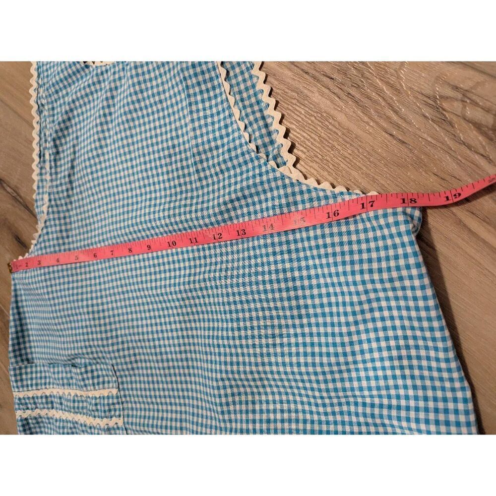 Vintage Handmade Gingham Apron 1960s MCM Pinup - Picture 7 of 8